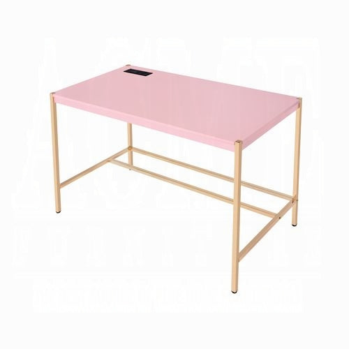 Lunar Elegant Multi-Purpose Desk w/USB Port - Pink/Gold