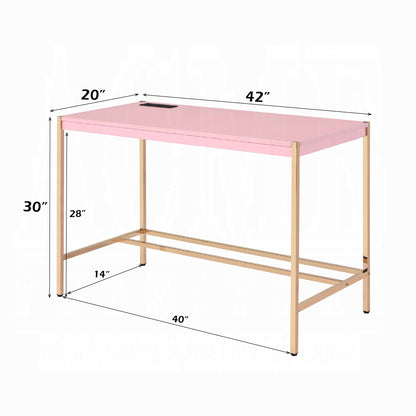 Lunar Elegant Multi-Purpose Desk w/USB Port - Pink/Gold