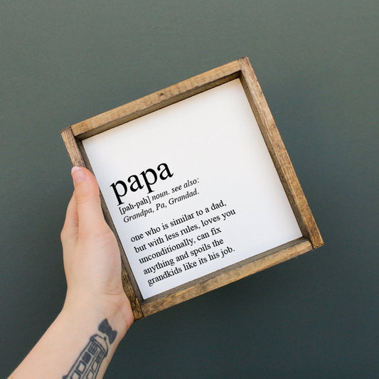 Papa Definition Wood Sign