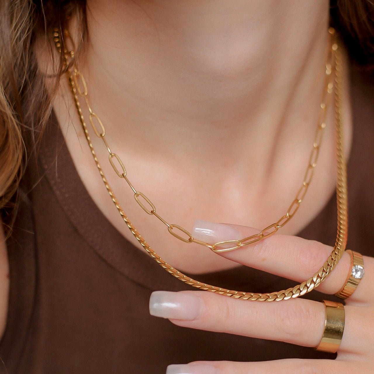 Paperclip Chain Necklace-Silver