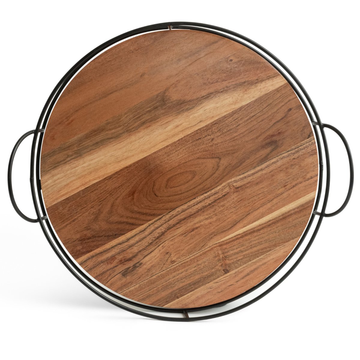 Round Wooden Tray with handles