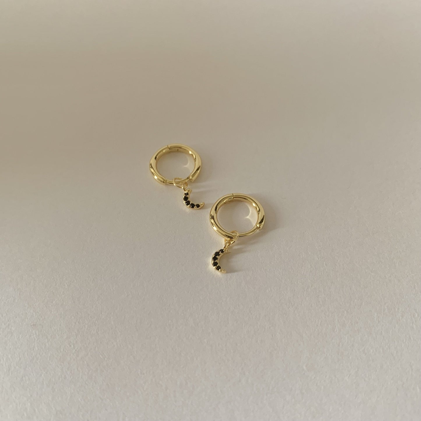 Selene Moon Drop Earrings- Black Zirconia