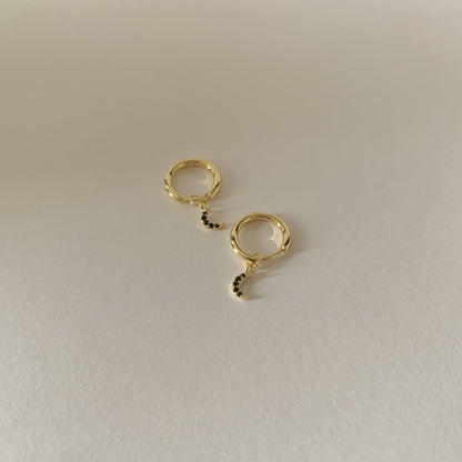Selene Moon Drop Earrings- Black Zirconia