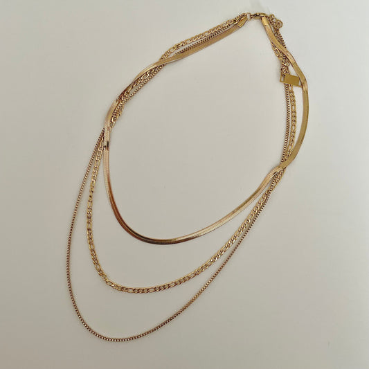 Shaylene Three Layer Necklace- Gold