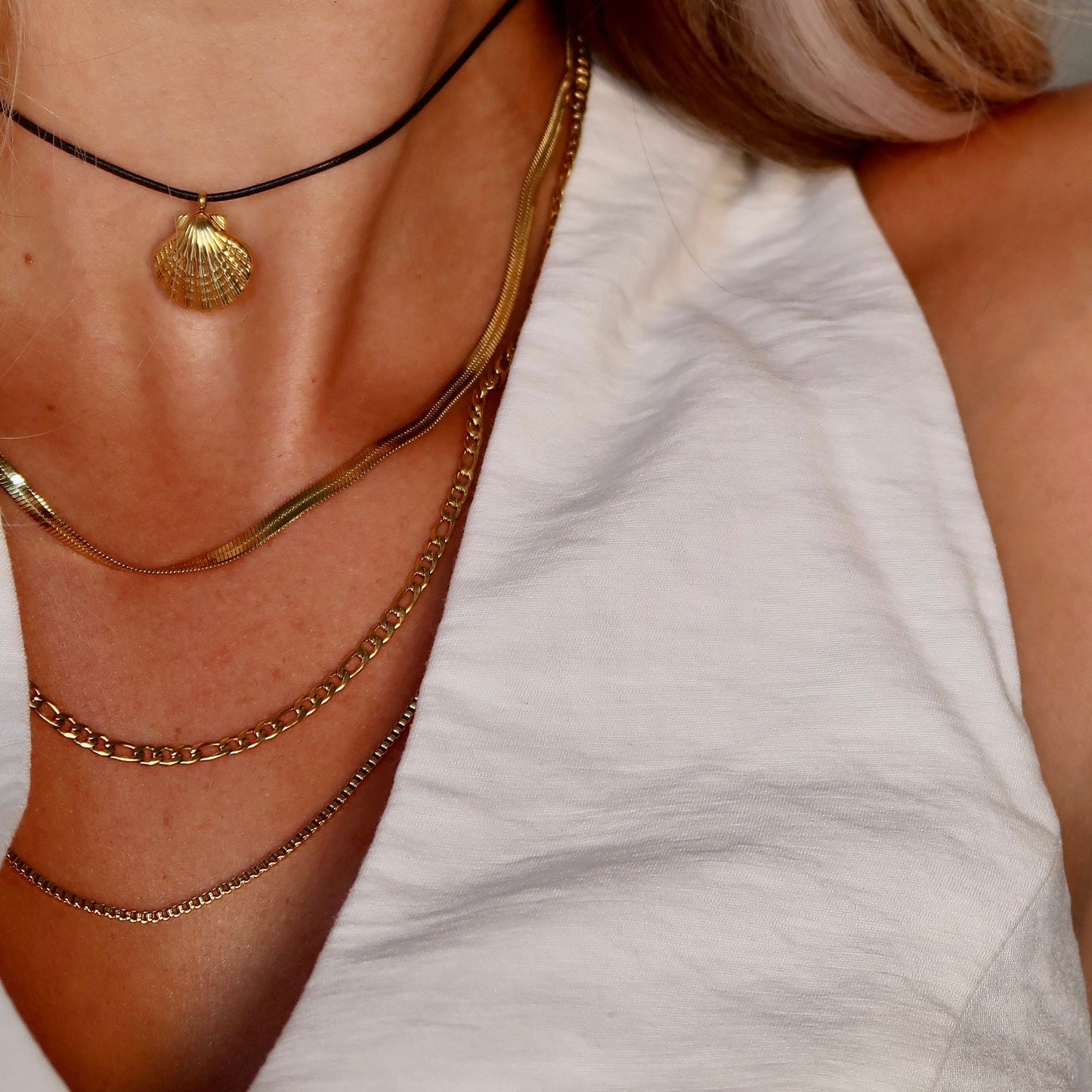 Shaylene Three Layer Necklace- Gold