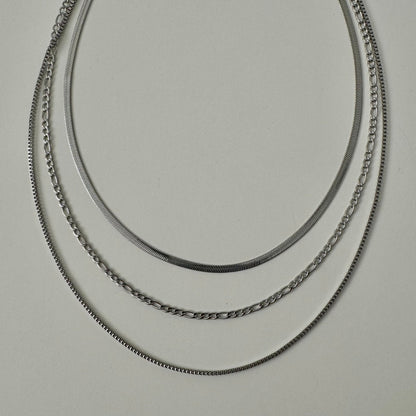 Shaylene Three Layer Necklace- Silver