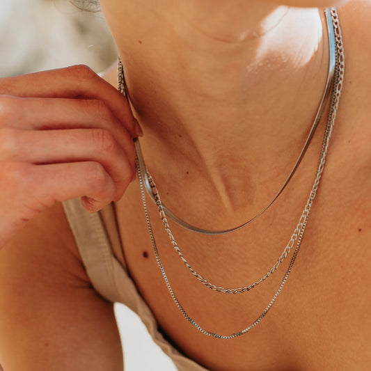 Shaylene Three Layer Necklace- Silver