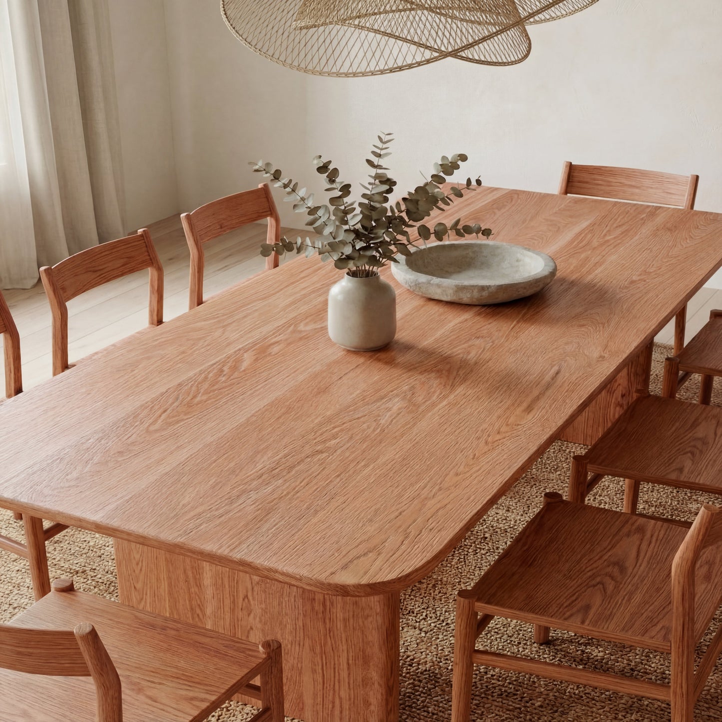 8 Person Dining Table in Red Oak