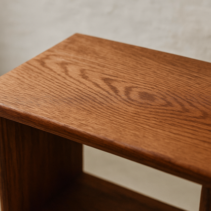 Step bookshelf in red oak