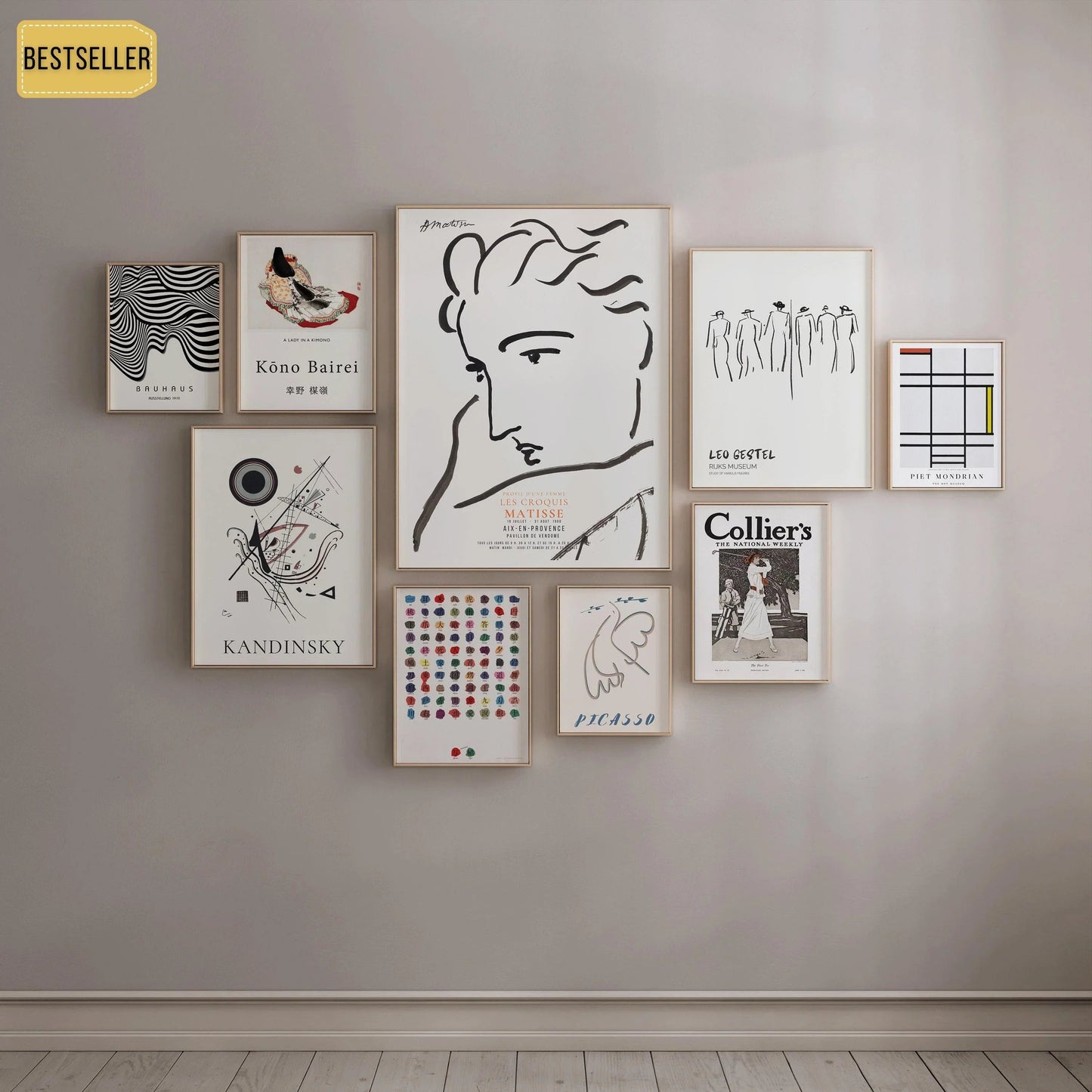STATEMENT WALL | Neutral White Matisse, Leo Gestel, Picasso, Mondrian, Kandinsky (available handframed or unframed)