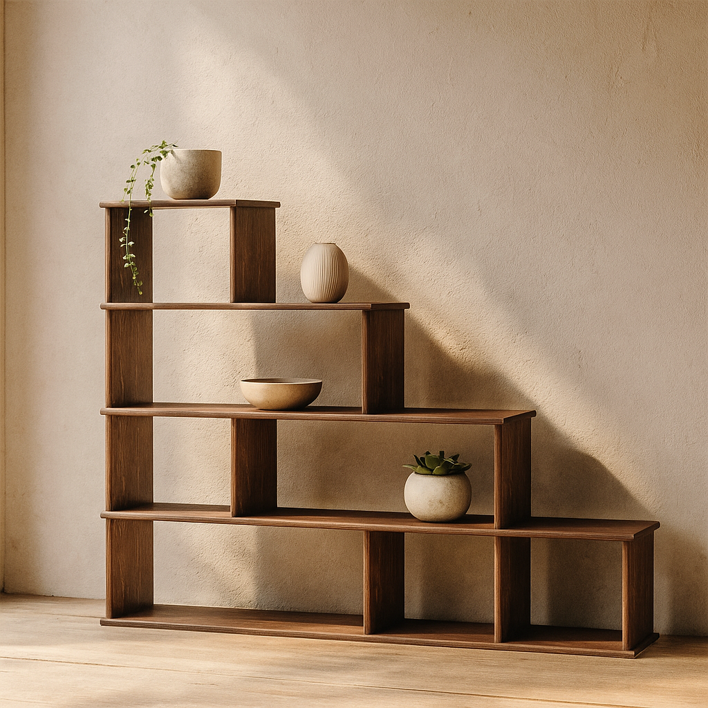 Step bookshelf in walnut