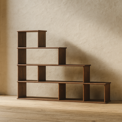 Step bookshelf in walnut