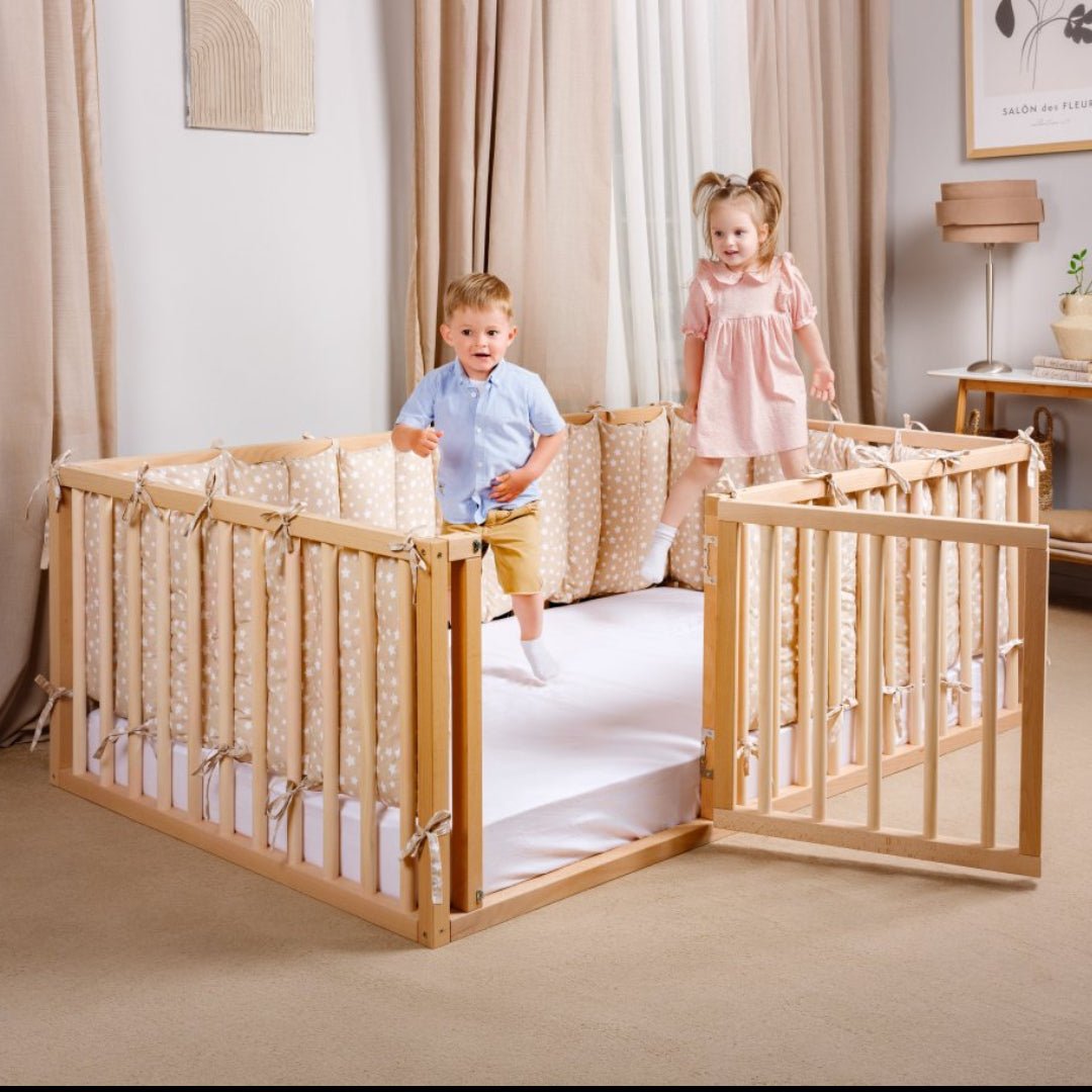 Twin Size Bed Frame for Toddlers with Fence