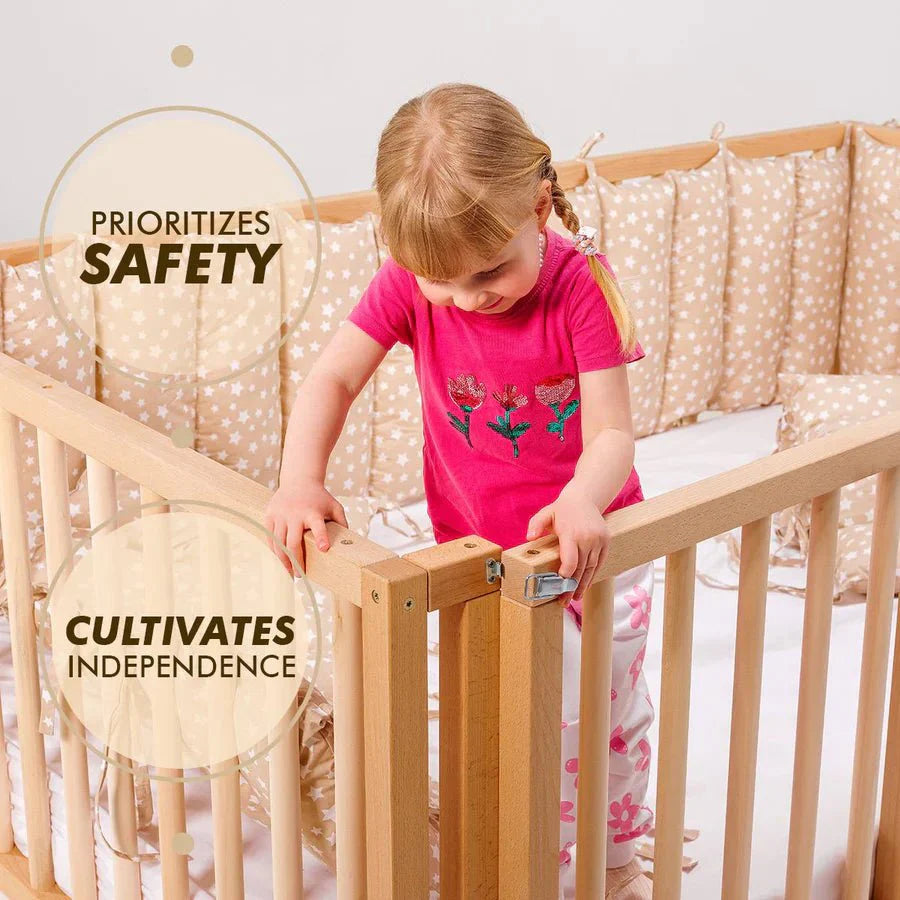 Twin Size Bed Frame for Toddlers with Fence