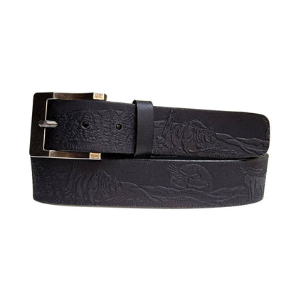The Wildlife Belt - Natural Tan Embossed Full Grain Leather Belt Made in Canada