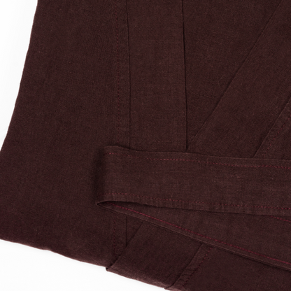 Linen Kimono Robe in Burgundy