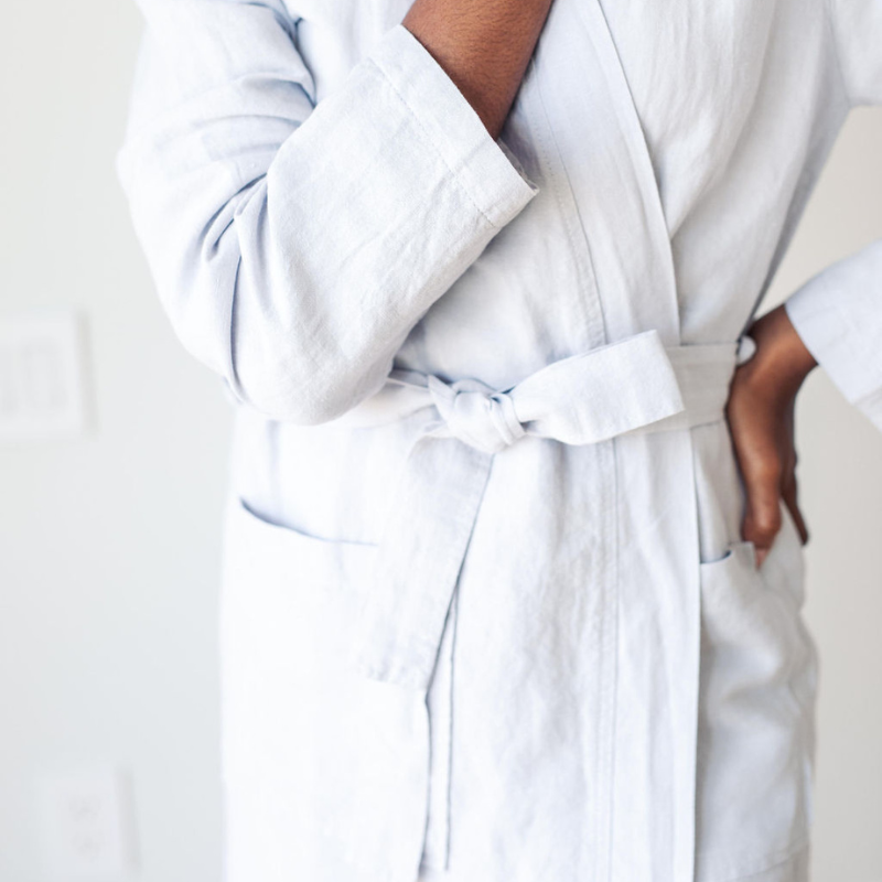 Linen Kimono Robe in Pearl Grey