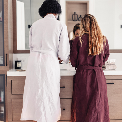 Linen Kimono Robe in Burgundy