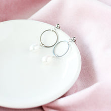 Load image into Gallery viewer, Organic Pearl Hoop Earrings
