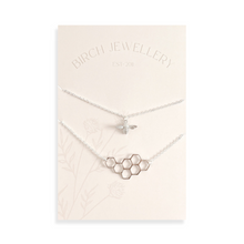 Load image into Gallery viewer, Silver Bee &amp; Honeycomb Necklace Set
