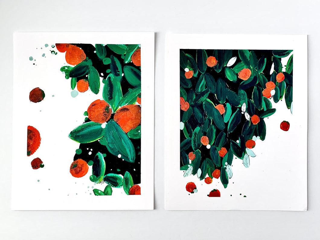 Orange Grove - Art Print Set of Two, 8x10 Giclee prints