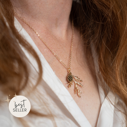 Juniper Branch & Pine Cone Necklace