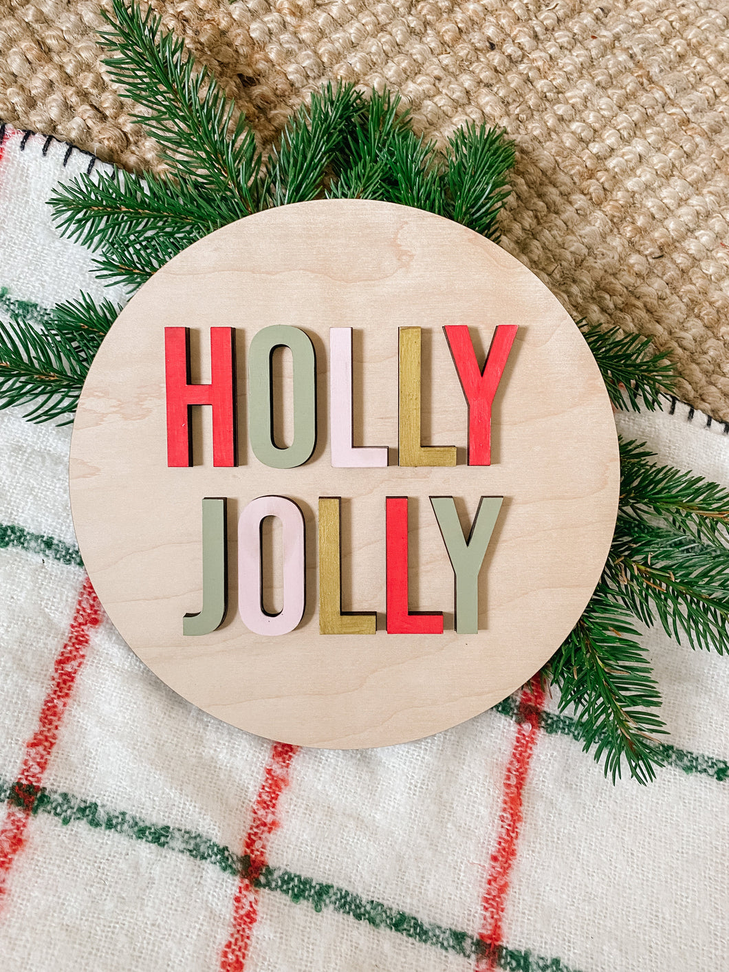 Holly Jolly Round Sign