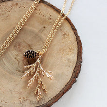 Load image into Gallery viewer, Juniper Branch &amp; Pine Cone Necklace
