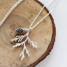Load image into Gallery viewer, Juniper Branch &amp; Pine Cone Necklace
