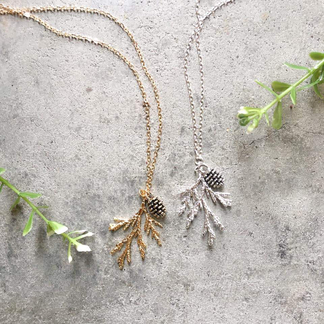 Juniper Branch & Pine Cone Necklace